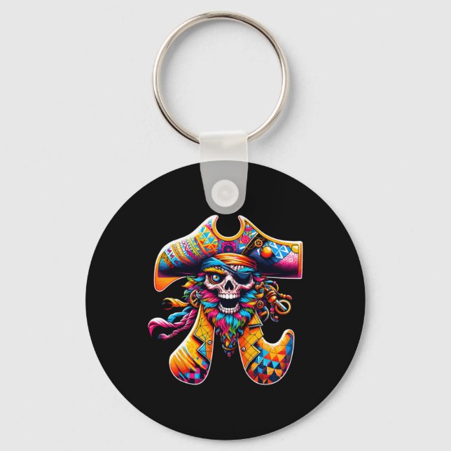 Funny Pi Day Pirate Pi Symbol Math Colourful Mathe Key Ring (Front)