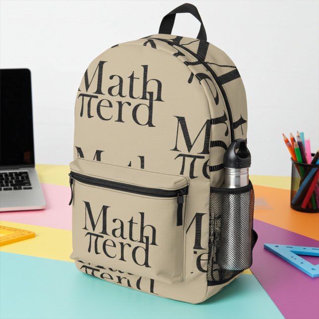 Funny Pi Math Nerd Science Teacher Light Brown Printed Backpack (Creator Uploaded)