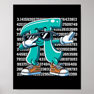Funny Pi Symbol Dabbing Kids Boys Youth Math Teach Poster