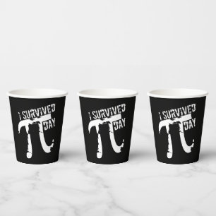 Funny Pi Symbol - I Survived Pi Day Paper Cups