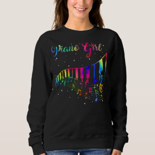 Funny Piano Girl Players Colourful Musical Instrum Sweatshirt