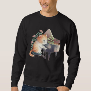 Funny Piano Music Cat Men Women Kids Cat Piano Lov Sweatshirt