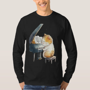Funny Piano Music Cat Men Women Kids Cat Piano Lov T-Shirt