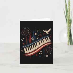 Funny Piano Player Patriotic Usa Flag Fireworks Card