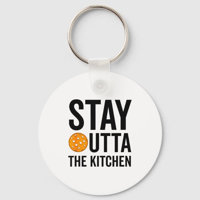 Funny pickle ball costume outta the kitchen pickle key ring (Front)
