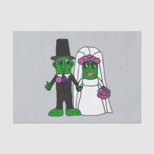 Funny Pickle Bride and Groom Wedding Cartoon Tissue Paper