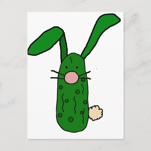Funny Pickle Bunny Rabbit Art Postcard (Front)