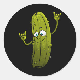 Funny Pickle Designs For Men Women Cucumber Dancin Classic Round Sticker