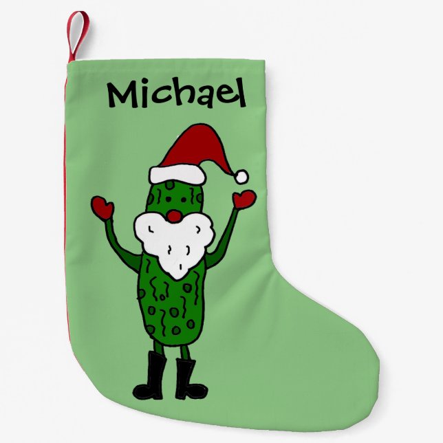 Funny Pickle in Santa Hat Christmas Stocking (Front)
