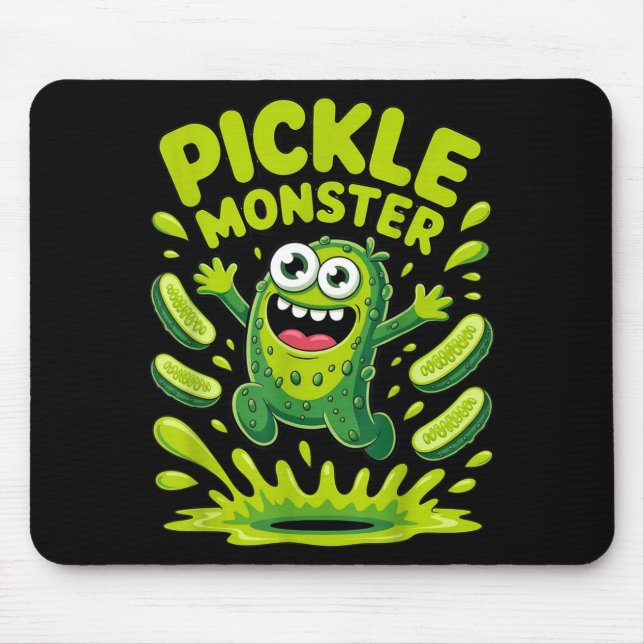 Funny pickle monster cartoon design  mouse pad (Front)