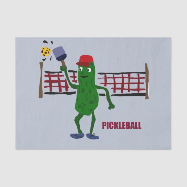 Funny Pickle Playing Pickleball Art Design Tissue Paper (Front)