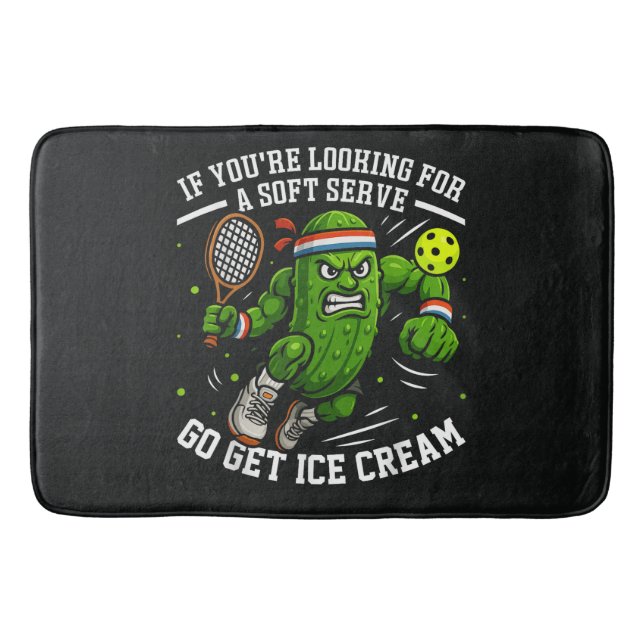 Funny Pickle Playing Pickleball Bath Mat (Front)
