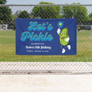 Funny Pickle Playing Pickleball Birthday Party Banner