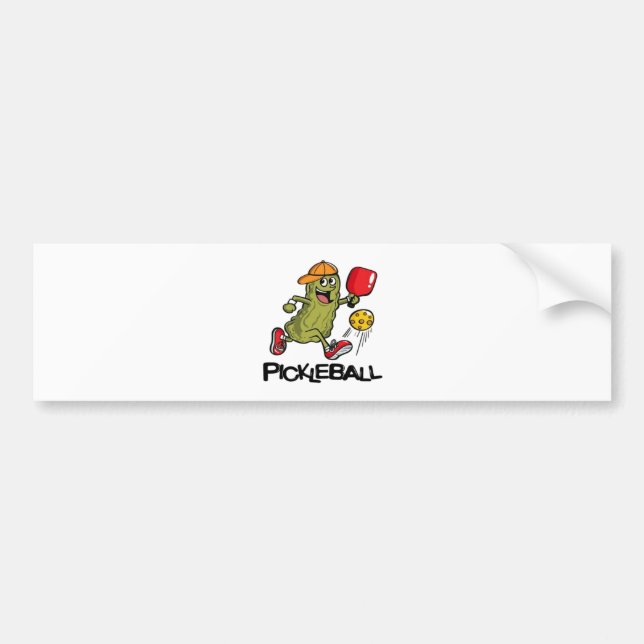 Funny Pickle Playing Pickleball  Bumper Sticker (Front)