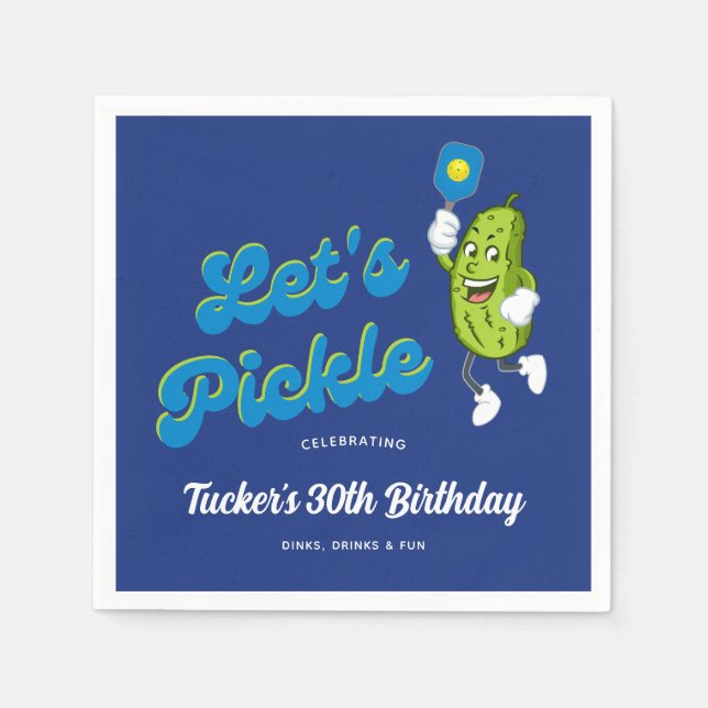 Funny Pickle Playing Pickleball Custom Text Napkin (Front)