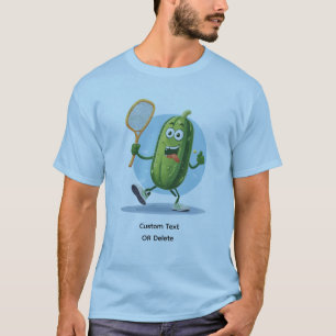Funny Pickle Playing Pickleball Custom Text T-Shirt