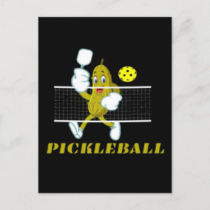 Funny Pickle Playing Pickleball  Holiday Postcard