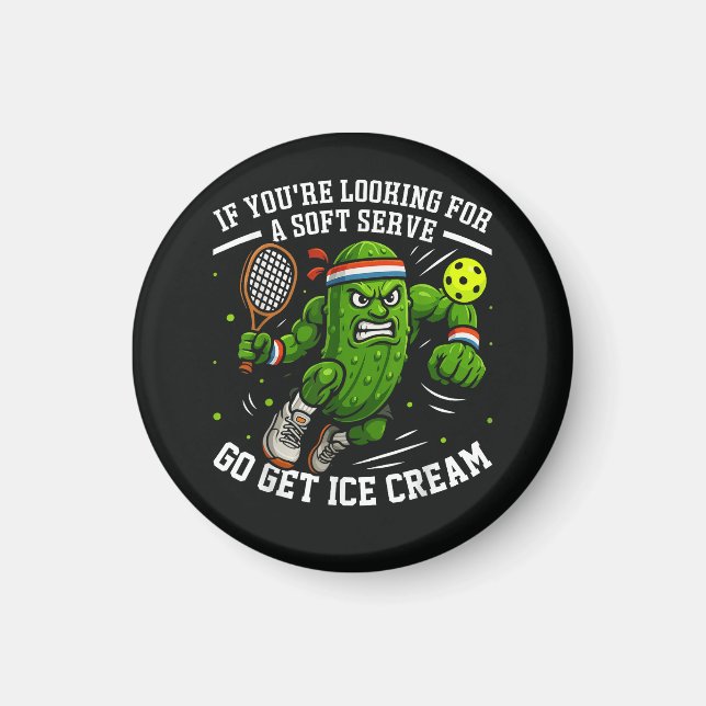 Funny Pickle Playing Pickleball Magnet (Front)