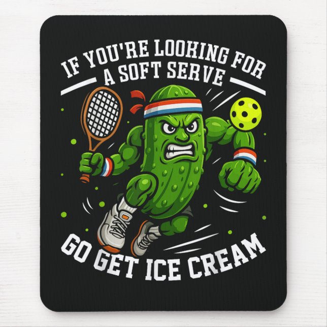 Funny Pickle Playing Pickleball Mouse Pad (Front)