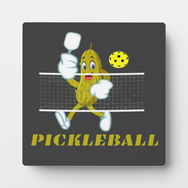 Funny Pickle Playing Pickleball  Plaque (Front)