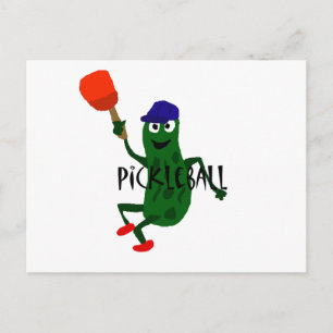 Funny Pickle Playing Pickleball Postcard