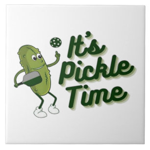 Funny Pickle Playing Pickleball Tile