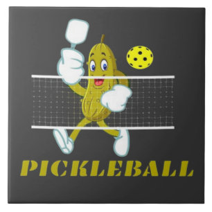 Funny Pickle Playing Pickleball Tile