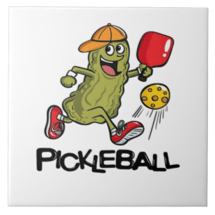 Funny Pickle Playing Pickleball Tile