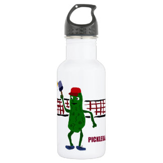 Funny Pickle Playing Pickleball with Net Art 532 Ml Water Bottle