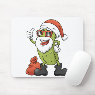 Funny Pickle Santa Claus Christmas Cartoon Holiday Mouse Pad