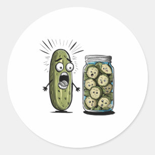Funny Pickle Surprise A Cucumber And A Jar Of Slic Classic Round Sticker
