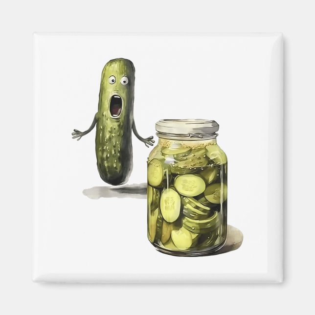 Funny Pickle Surprise A Cucumber And A Jar Of Slic Magnet (Front)