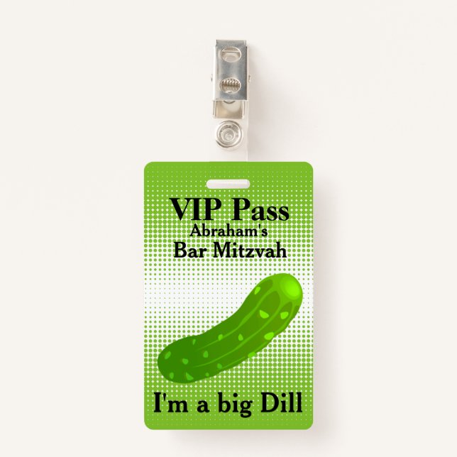 Funny Pickle VIP Party Badge ID Badge (Front with Clip)