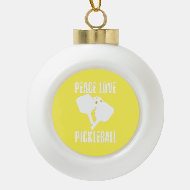 Funny Pickleball Ceramic Ball Christmas Ornament (Front)