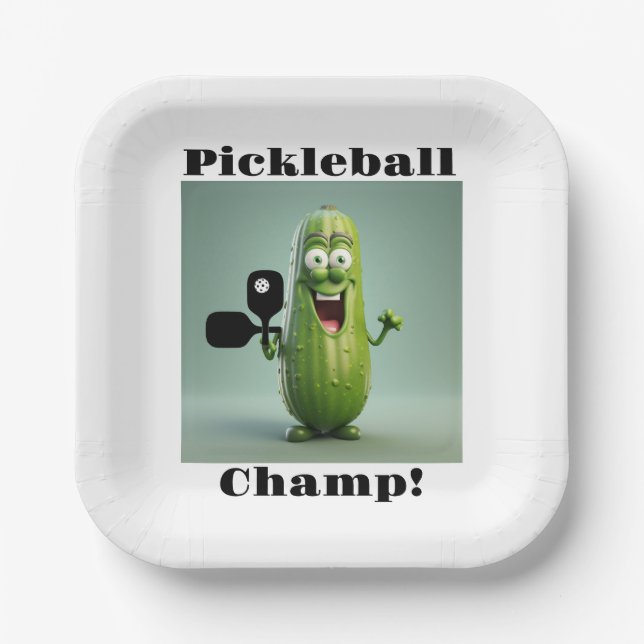 Funny Pickleball Champ Paper Plate (Front)