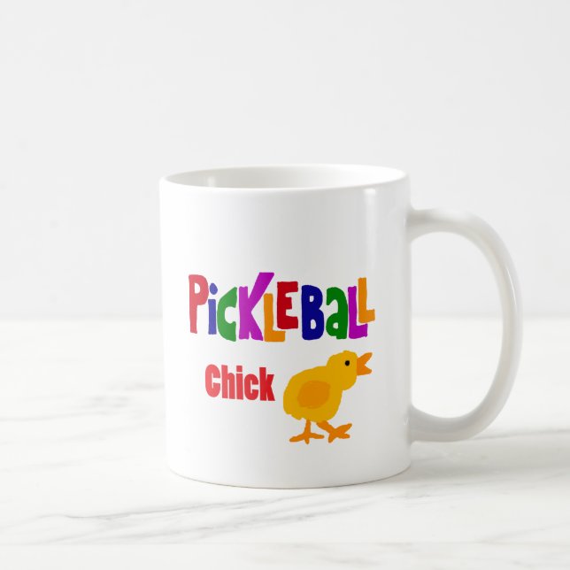 Funny Pickleball Chick Art Coffee Mug (Right)