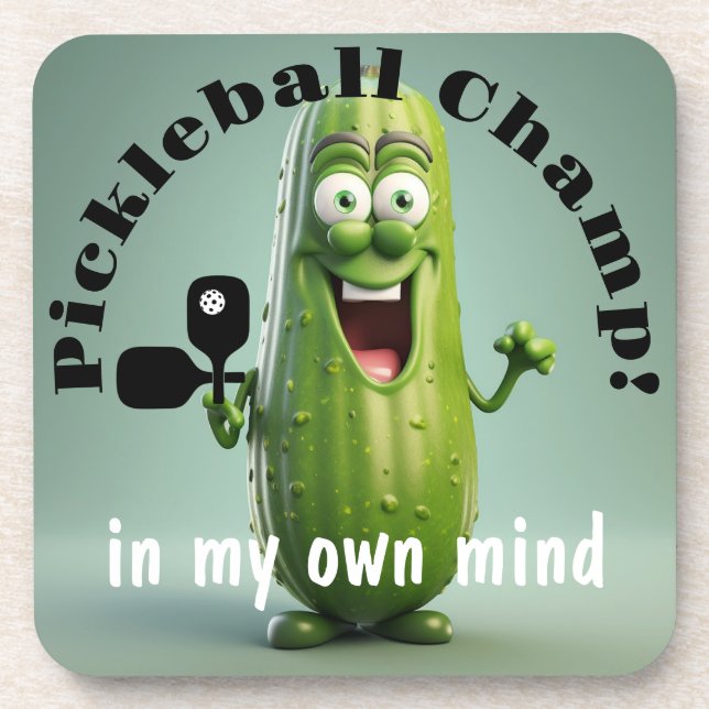 Funny Pickleball coasters with corkback - set of 6 (Front)