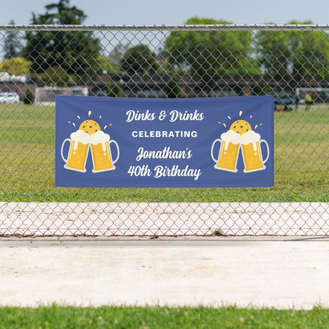 Funny Pickleball Dinks & Drinks Beer Personalised Banner (Insitu)