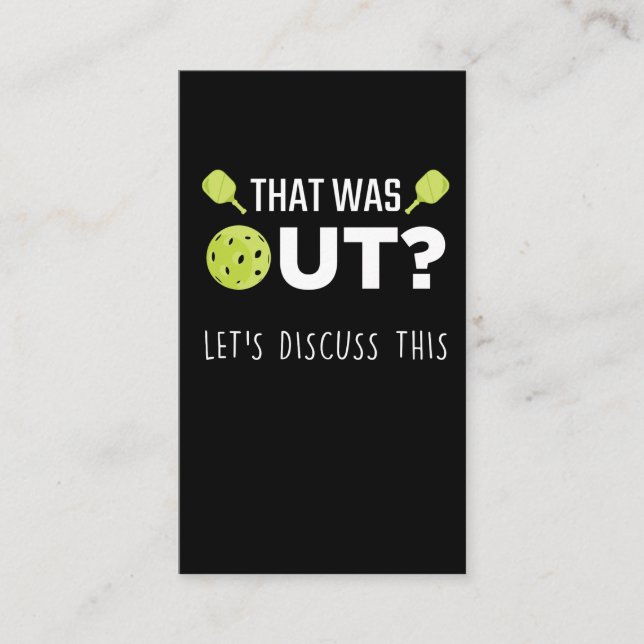 Funny Pickleball Discuss Joke Racquet Sportsman Business Card (Front)