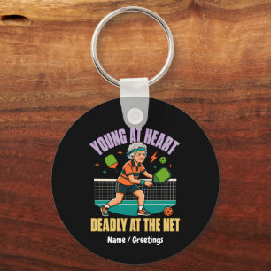 Funny Pickleball Grandma Young At Heart Deadly Net Key Ring