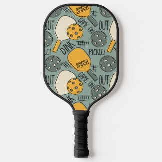 Funny Pickleball Graphic Green Gold Paddle