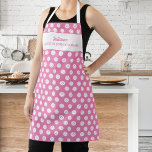 Funny Pickleball Humour Personalised Text Pink Apron<br><div class="desc">The perfect apron for those who like to hang out in both types of kitchens - at home and on the pickleball courts. Design features a pattern of white pickleballs set against a pink background - easily change the background colour. Add a name, custom text, club name, etc. Great as...</div>