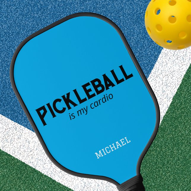 Funny Pickleball is my cardio Blue Custom Birthday Paddle (Creator Uploaded)