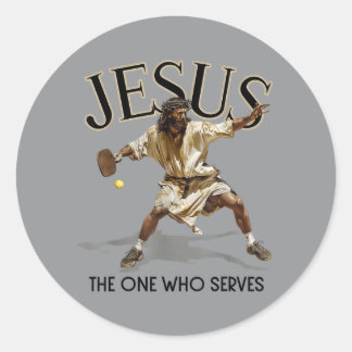 Funny Pickleball Jesus The One Who Serves Classic Round Sticker