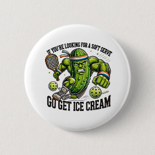 Funny Pickleball Lover Pun with a Pickle Playing 6 Cm Round Badge