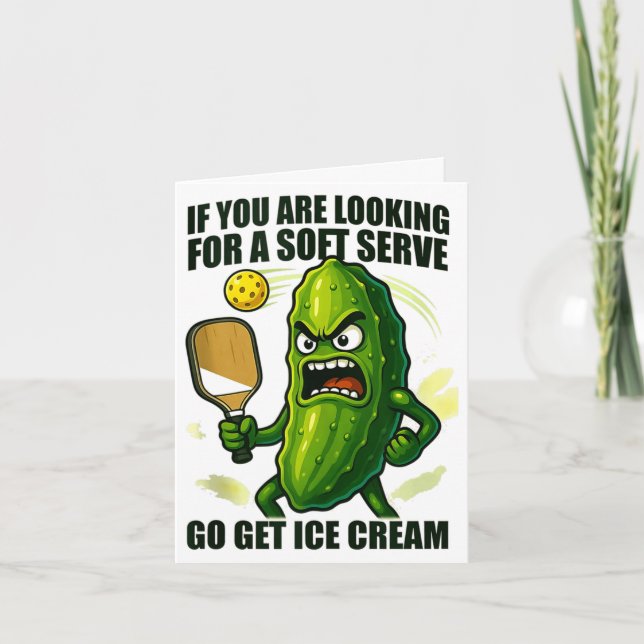 Funny pickleball lover pun with a pickle playing card (Front)