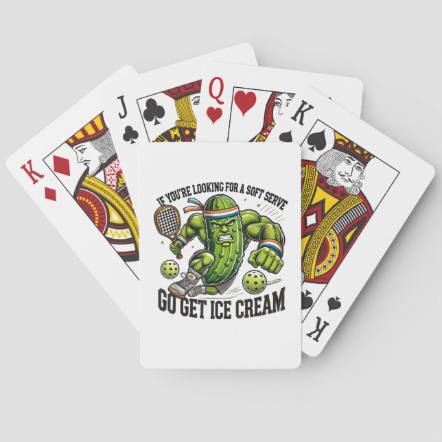 Funny Pickleball Lover Pun with a Pickle Playing Cards (Back)