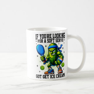 Funny pickleball lover pun with a pickle playing coffee mug