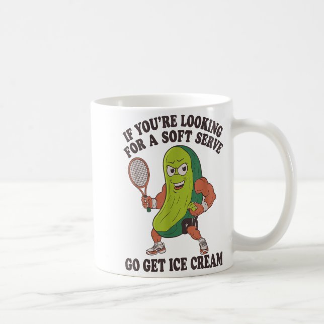Funny pickleball lover pun with a pickle playing coffee mug (Right)