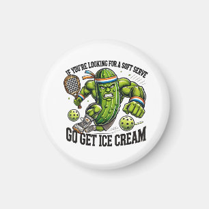 Funny Pickleball Lover Pun with a Pickle Playing Magnet